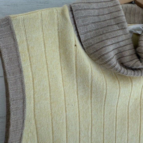 VTG ESCADA Turtleneck Tank & Cardigan Set Yellow Rib Knit Italy 12 Cashmere EUC - Picture 4 of 14